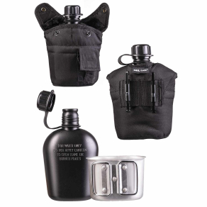 MIL-TEC – Čutura s futrolom i šalicom, 900 ml, crna